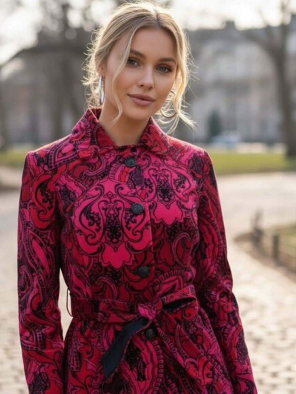 ETCETERA Paisley Velvet Jacket S Retro Boho Peacoat Textured Blazer Topper
